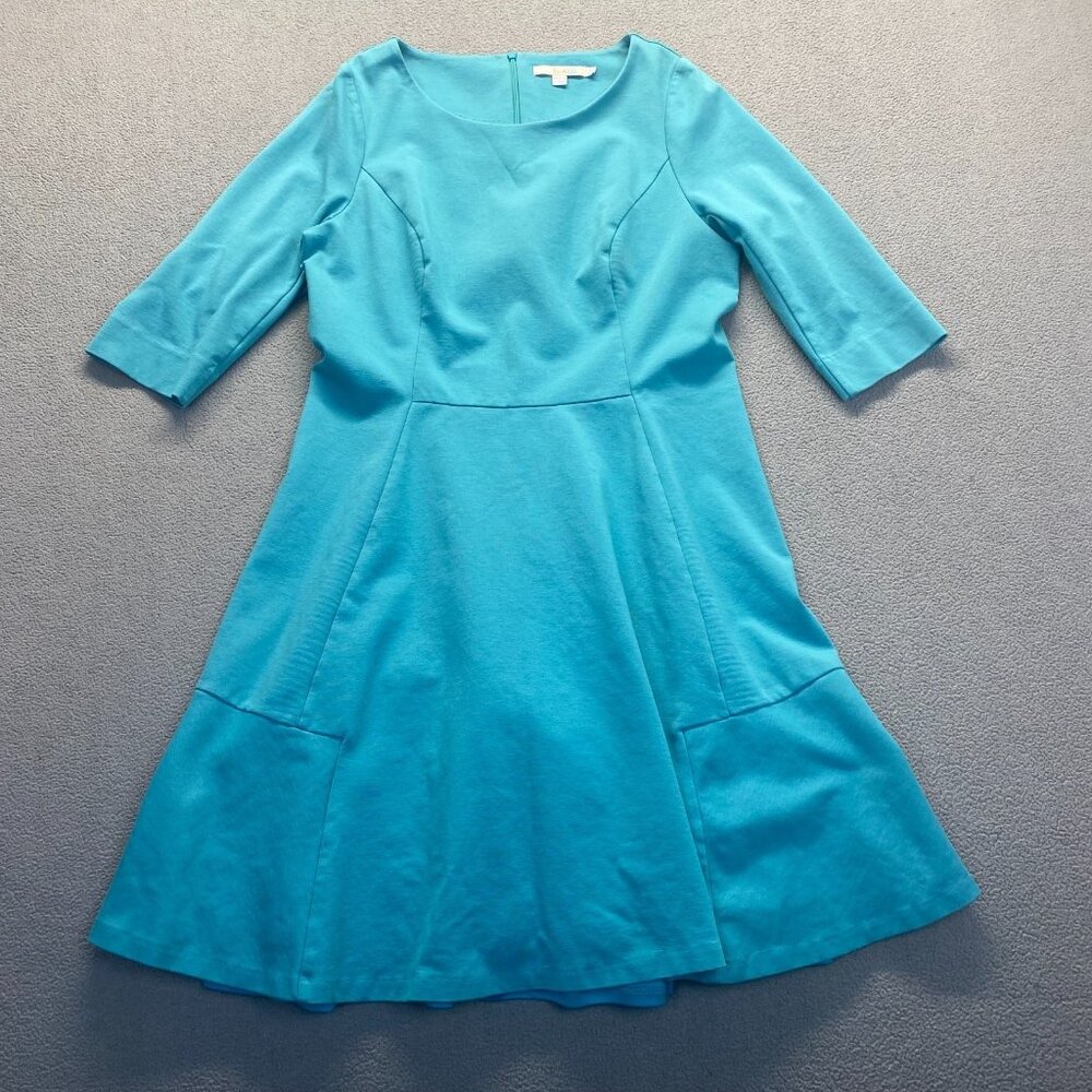 Boden Alice Ponte Fit and Flare Dress Turquoise size 12R